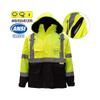 High-visibility Reflective Winter Bomber Jacket with Black Bottom, in Accordance with ANSI Standards