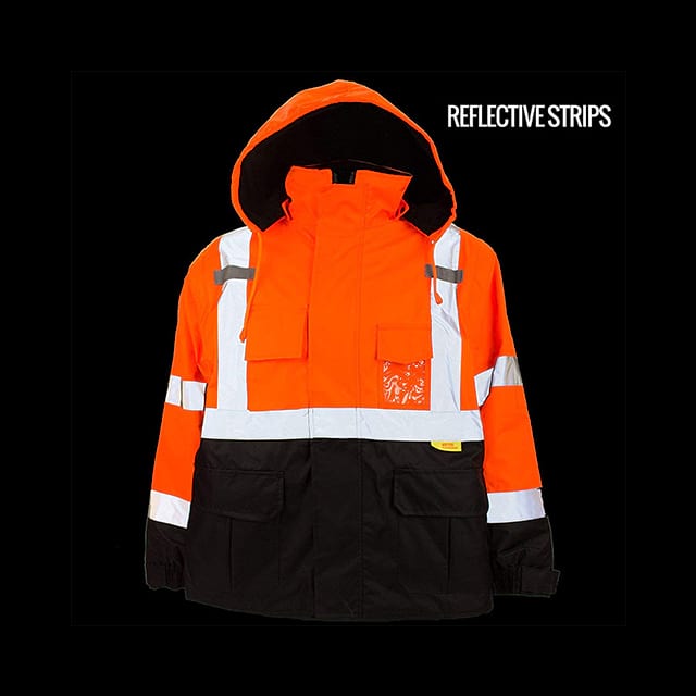 High-visibility Reflective Winter Bomber Jacket with Black Bottom, in Accordance with ANSI Standards