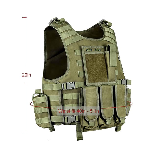 Camouflage Bullet-Proof Vest Nylon Outdoor Combat Training Molle Pouch Vest Green Plate Carrier Vest