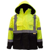 High-visibility Reflective Winter Bomber Jacket with Black Bottom, in Accordance with ANSI Standards