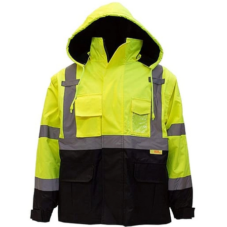 High-visibility Reflective Winter Bomber Jacket with Black Bottom, in Accordance with ANSI Standards