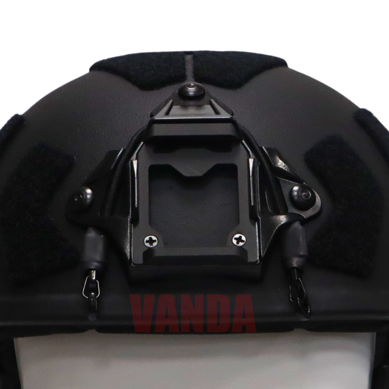 Top view of lightweight ballistic helmet with shock absorption padding