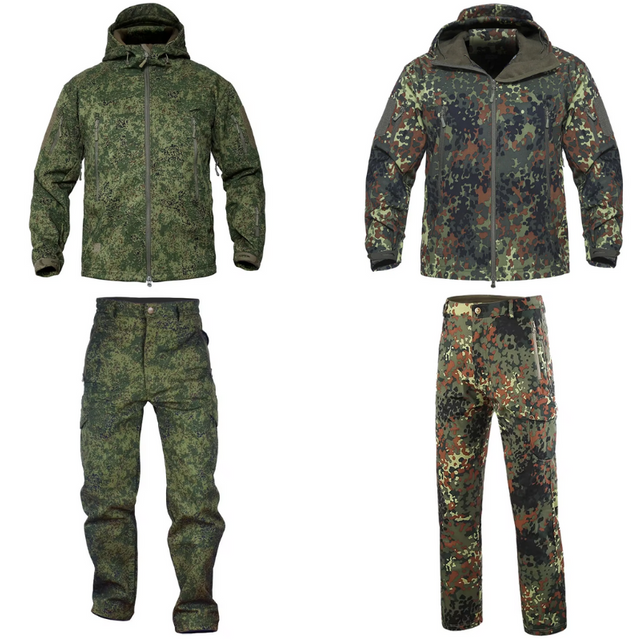 Ultra Safe Woodland/Green Camo Shark Skin Soft Shell Windproof Tactical Winter Jacket