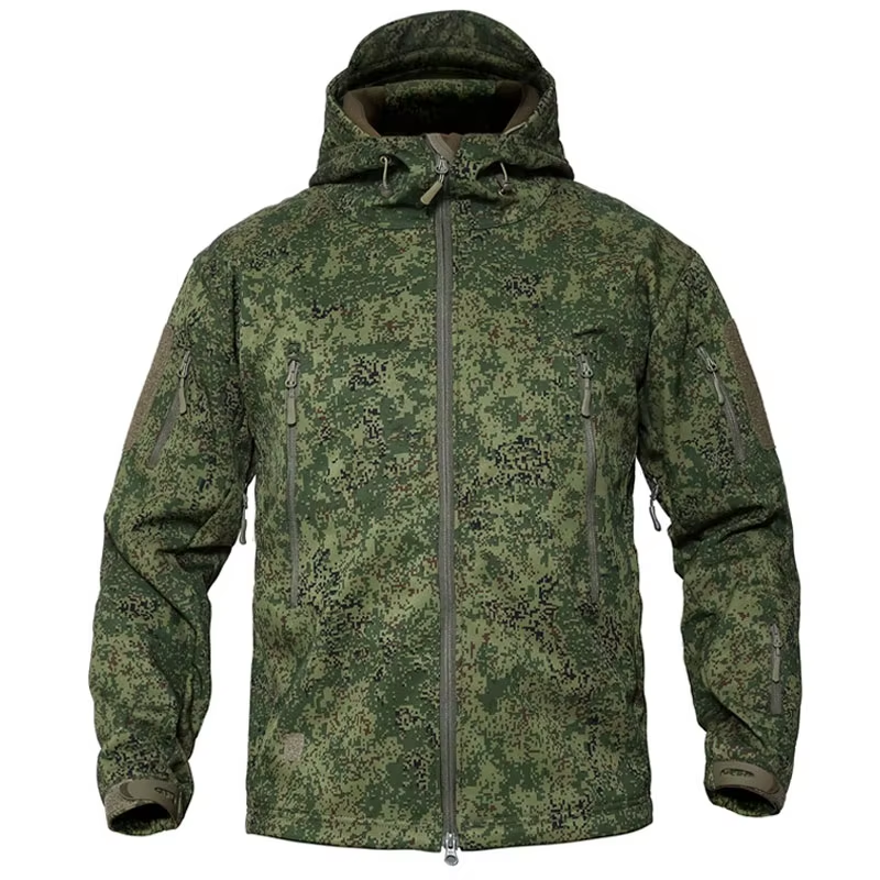 Ultra Safe Green Camo Shark Skin Soft Shell Windproof Waterpoof Tactical Winter Jacket