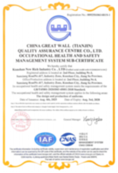ISO 45001 Occupational Health and Safety Management System Sub-Certificate