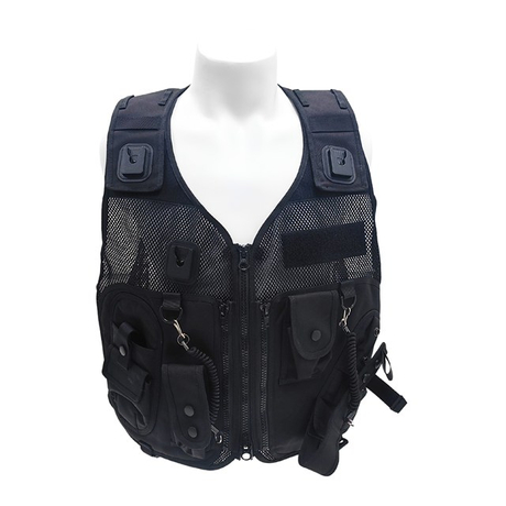 Ultra-safe Black Mesh Police Duty Vest with Multi-Pocket Storage
