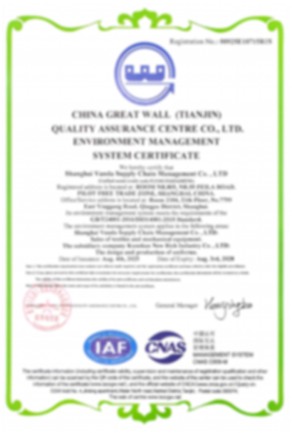 ISO 14001 Environmental Management System Certificate
