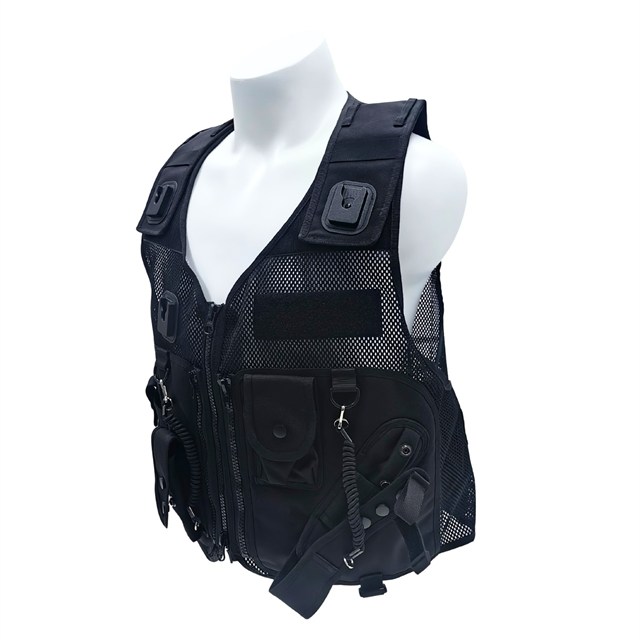 Ultra-safe Black Mesh Police Duty Vest with Multi-Pocket Storage