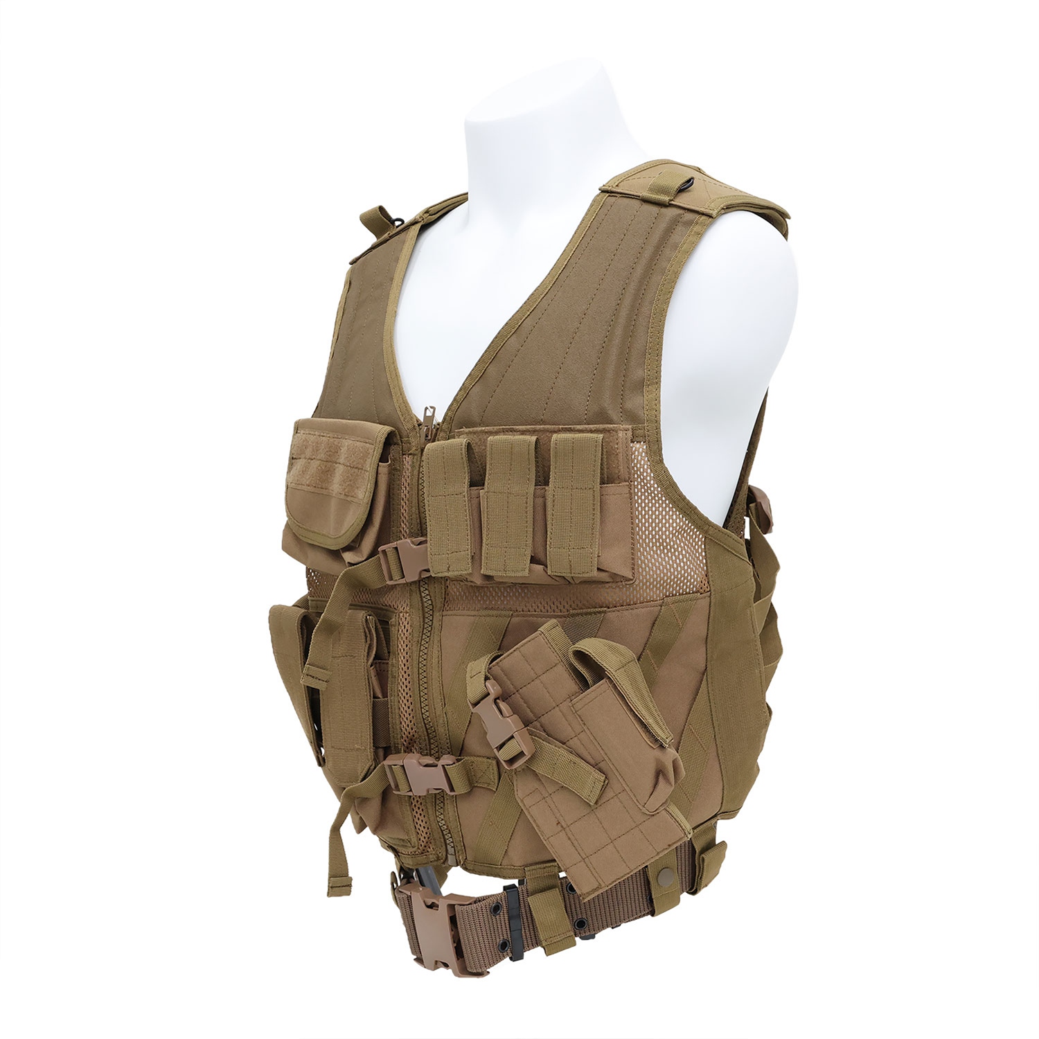 Ultra-safe Guardian Series Tactical Load-Bearing Plate Carrier Coyote Brown Mission-Ready Combat Vest with Integrated Modular Pouch System and Heavy-Duty Duty Belt