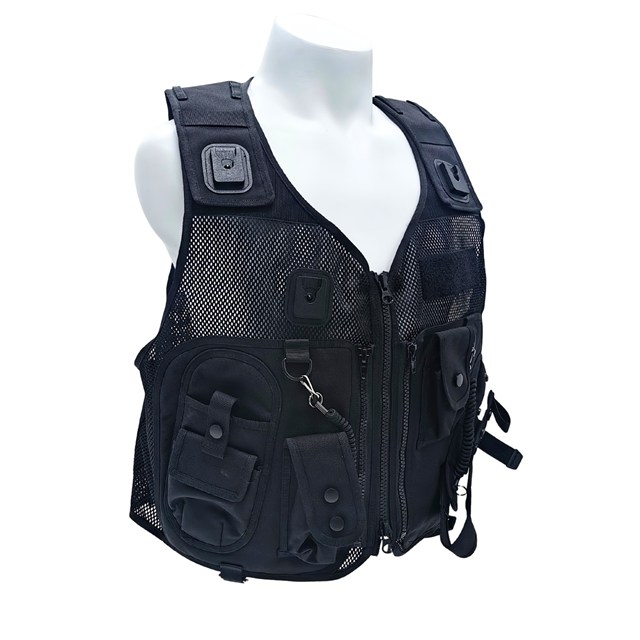 Ultra-safe Black Mesh Police Duty Vest with Multi-Pocket Storage